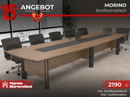 Morina 300cm Konferenztisch inkl. Konferenzstuhl, Dunkel Eiche